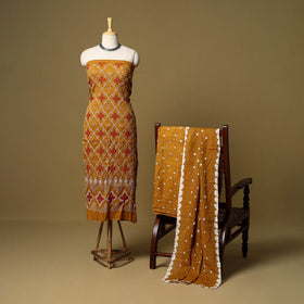 Blue - 3pc kutch tie-dye satin cotton bandhani unstitched