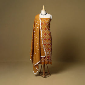 Blue - 3pc kutch tie-dye satin cotton bandhani unstitched