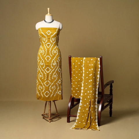 3pc kutch tie-dye satin cotton unstitched bandhani dress