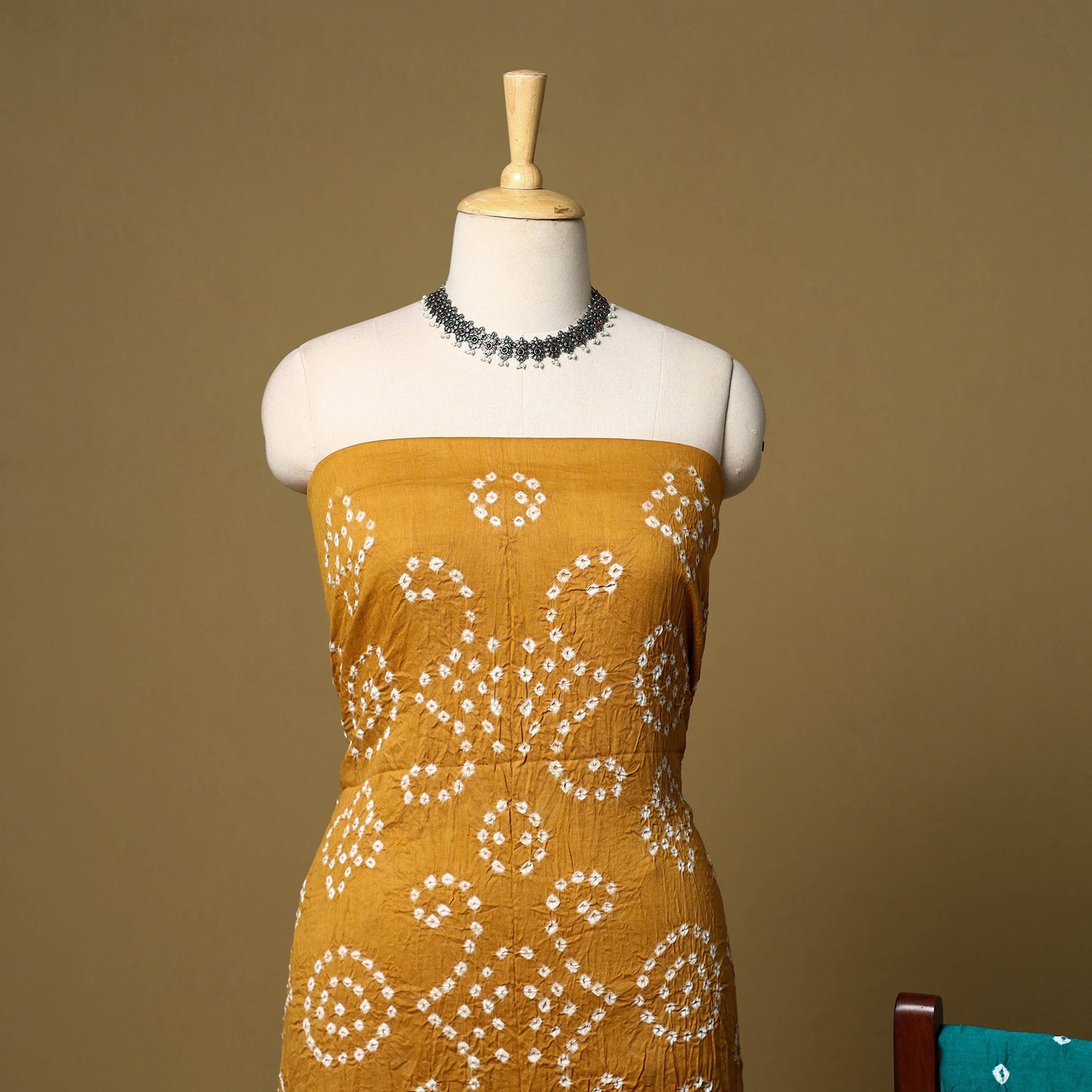 3pc kutch tie-dye satin cotton unstitched bandhani dress