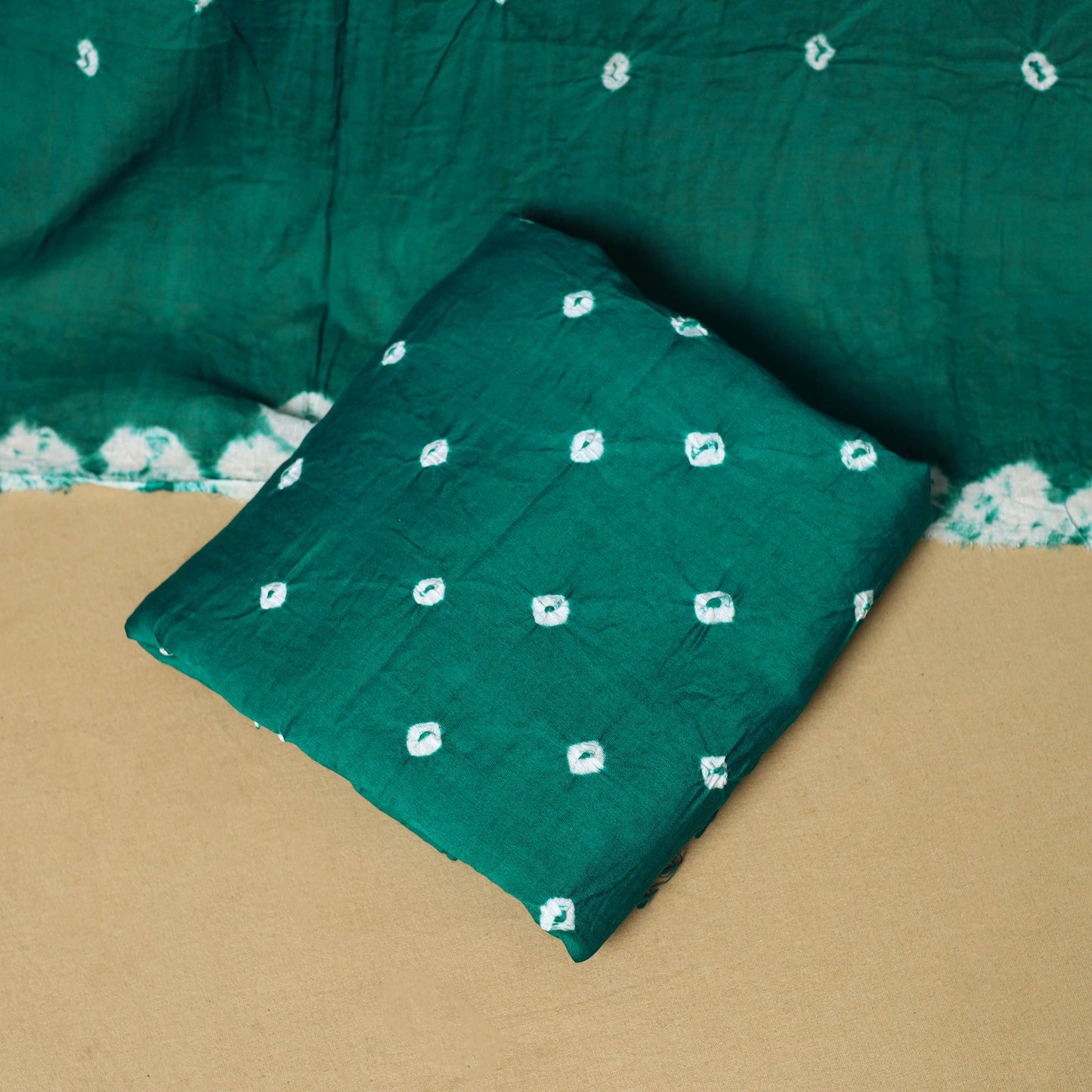 3pc kutch tie-dye satin cotton unstitched bandhani dress