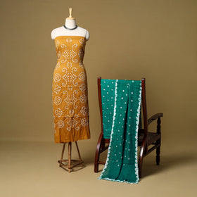 3pc kutch tie-dye satin cotton unstitched bandhani dress