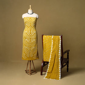 3pc kutch tie-dye satin cotton unstitched bandhani dress