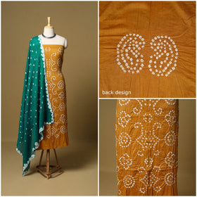 3pc kutch tie-dye satin cotton unstitched bandhani dress