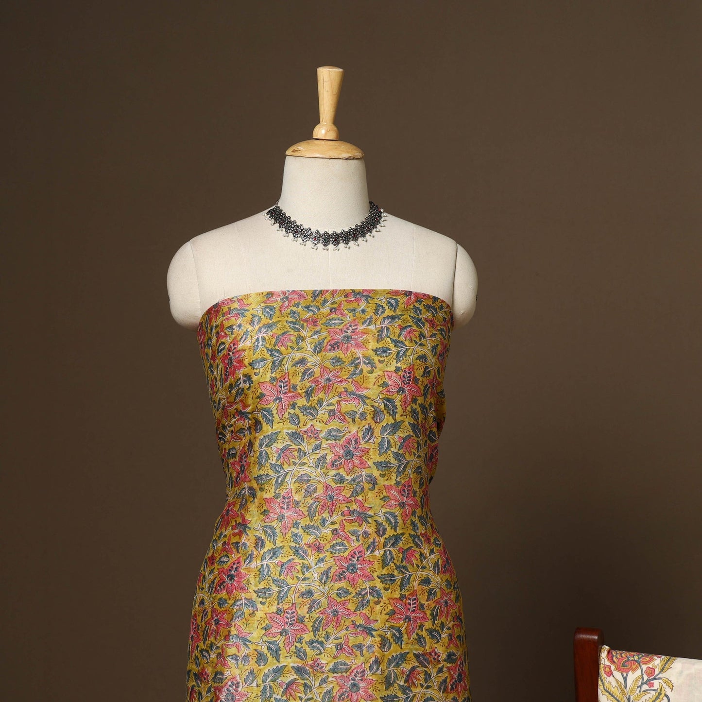 3pc maheshwari silk unstitched hand sanganeri dress