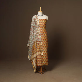 3pc maheshwari silk unstitched hand sanganeri dress