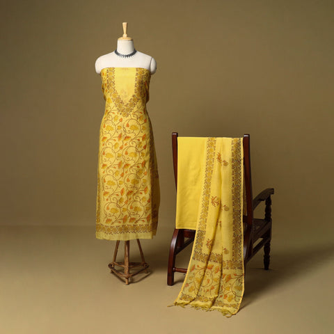 3pc mul chanderi handloom unstitched sanganeri dress