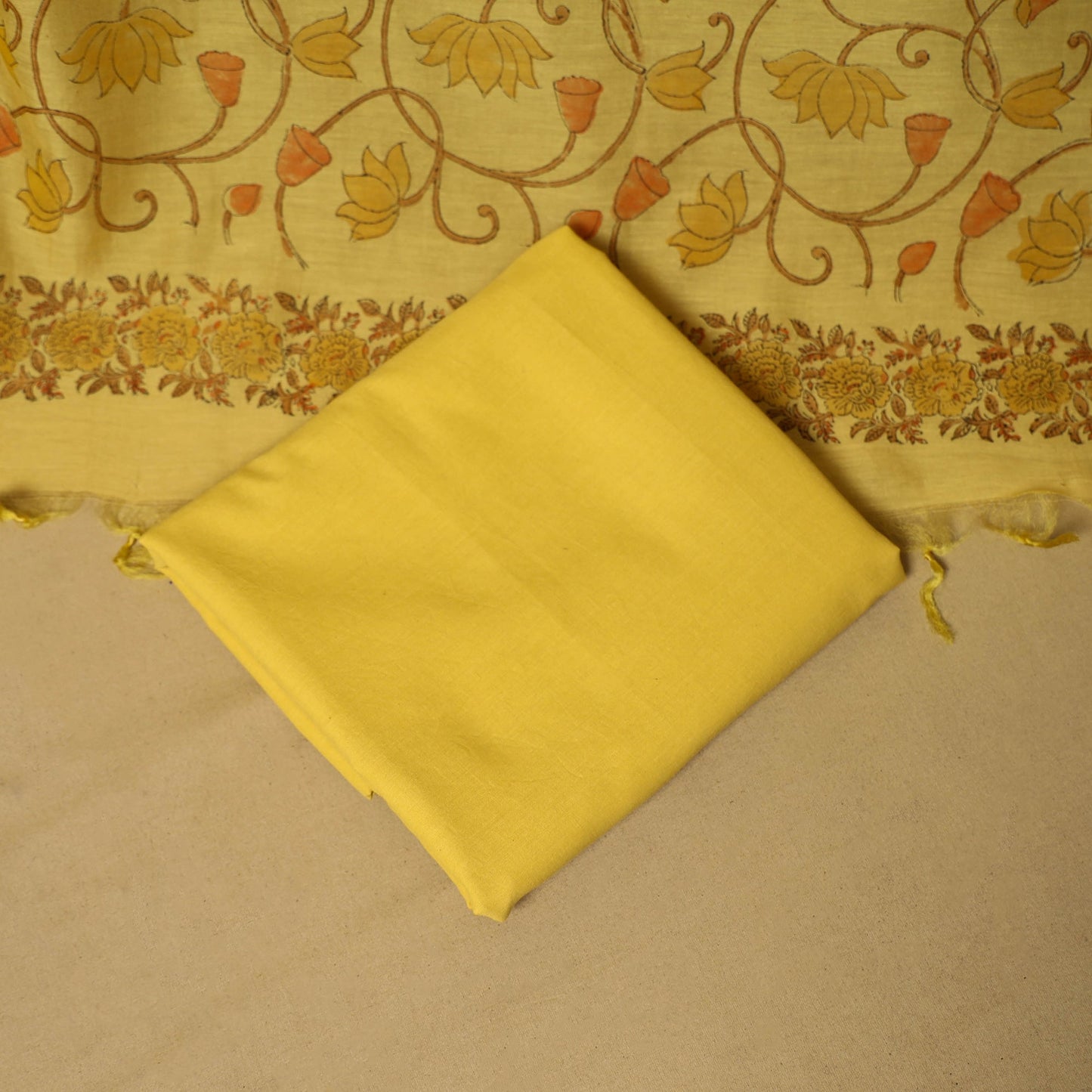 3pc mul chanderi handloom unstitched sanganeri dress