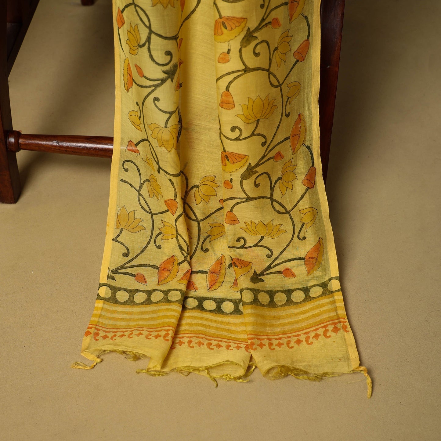 3pc mul chanderi handloom unstitched sanganeri dress