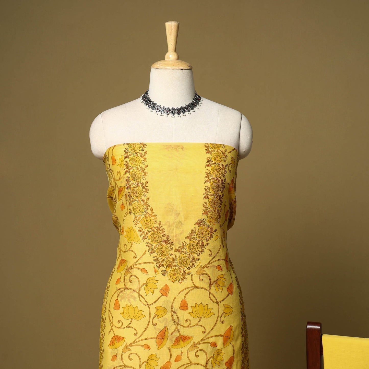 3pc mul chanderi handloom unstitched sanganeri dress