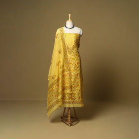 3pc mul chanderi handloom unstitched sanganeri dress