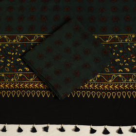 Yellow 3pc Block Print Natural Dyed Ajrakh Dress Material