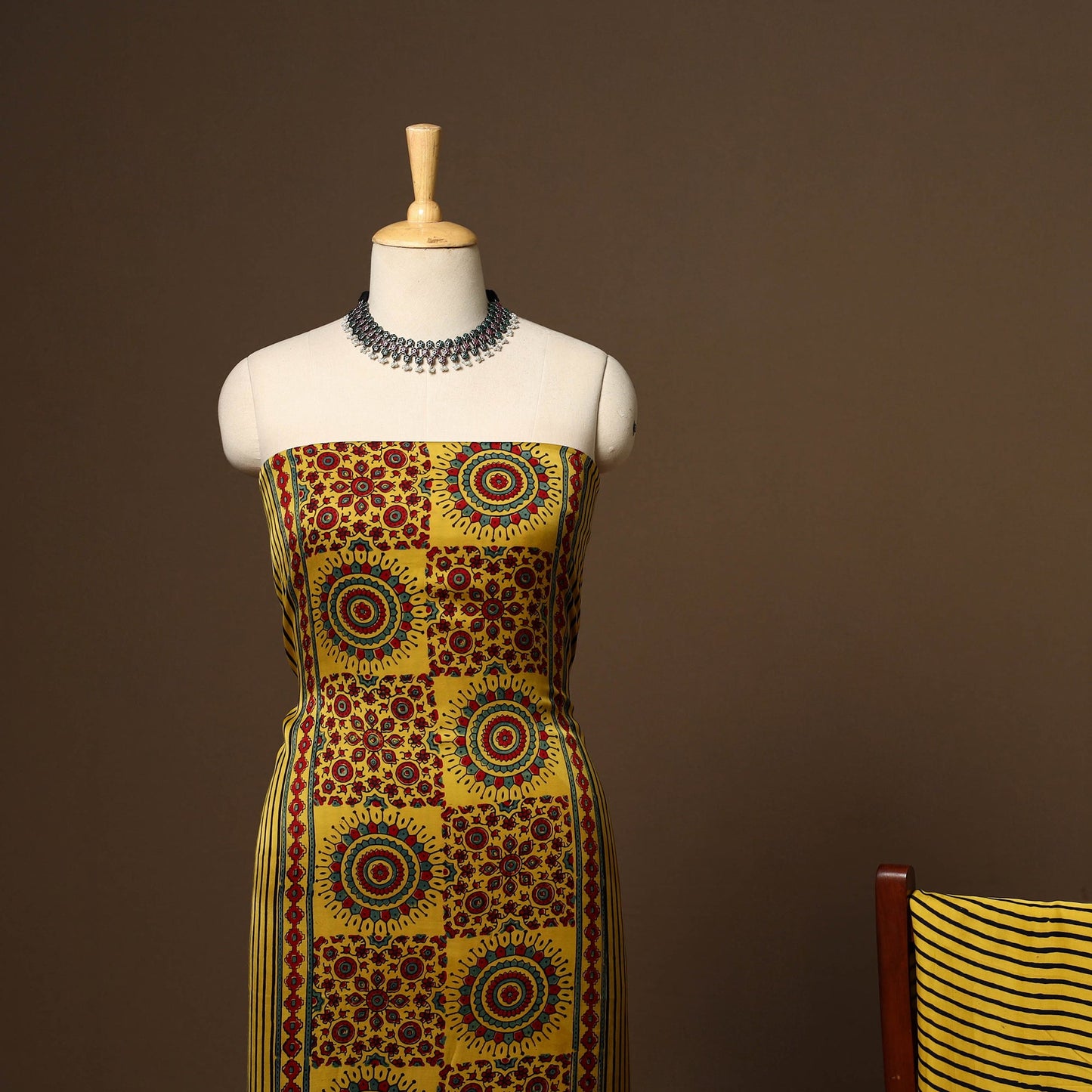 Yellow - 3pc natural dyed unstitched modal silk dress