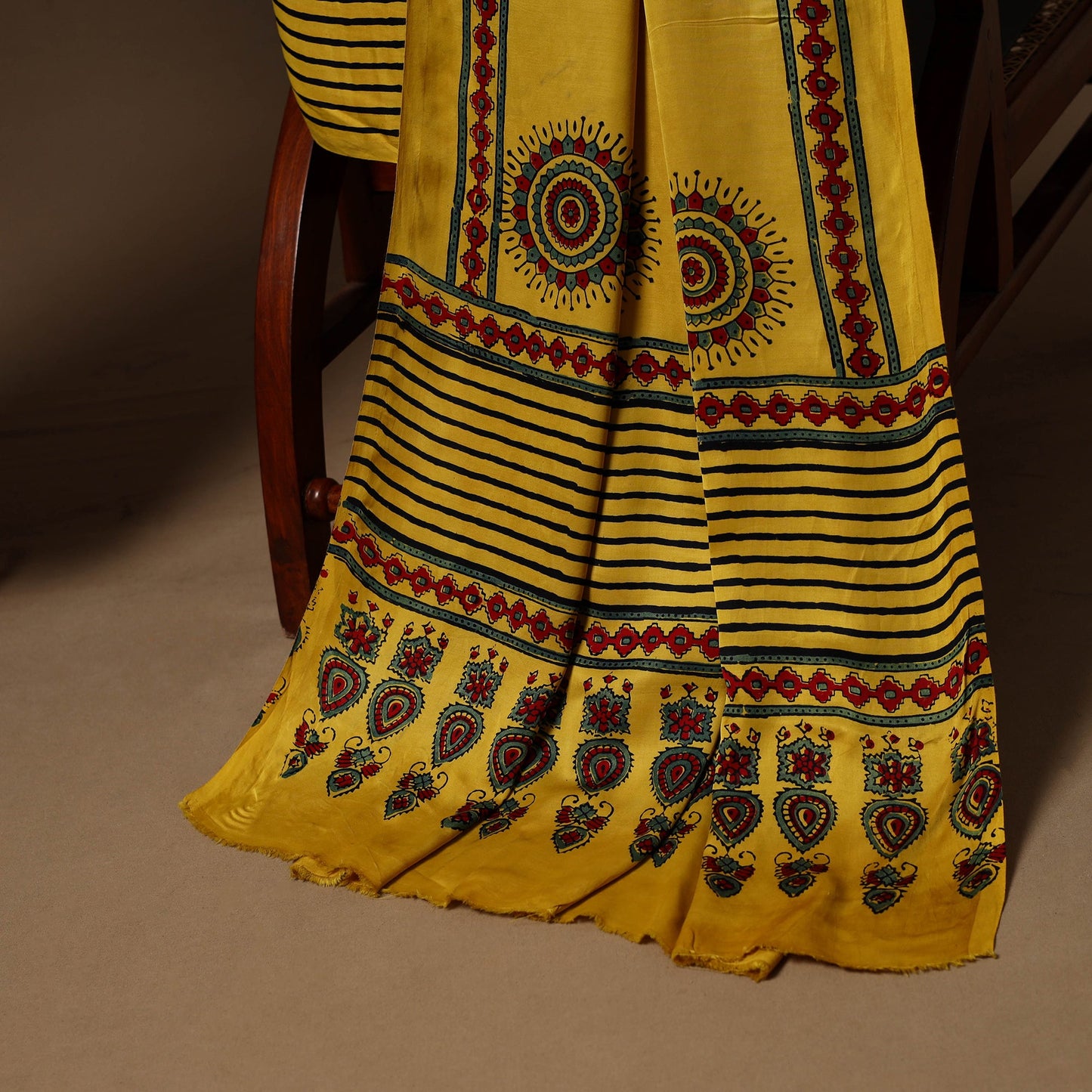 Yellow - 3pc natural dyed unstitched modal silk dress