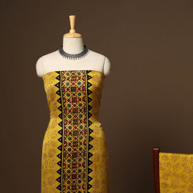 Yellow - 3pc natural dyed unstitched modal silk dress