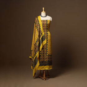 Yellow - 3pc natural dyed unstitched modal silk dress