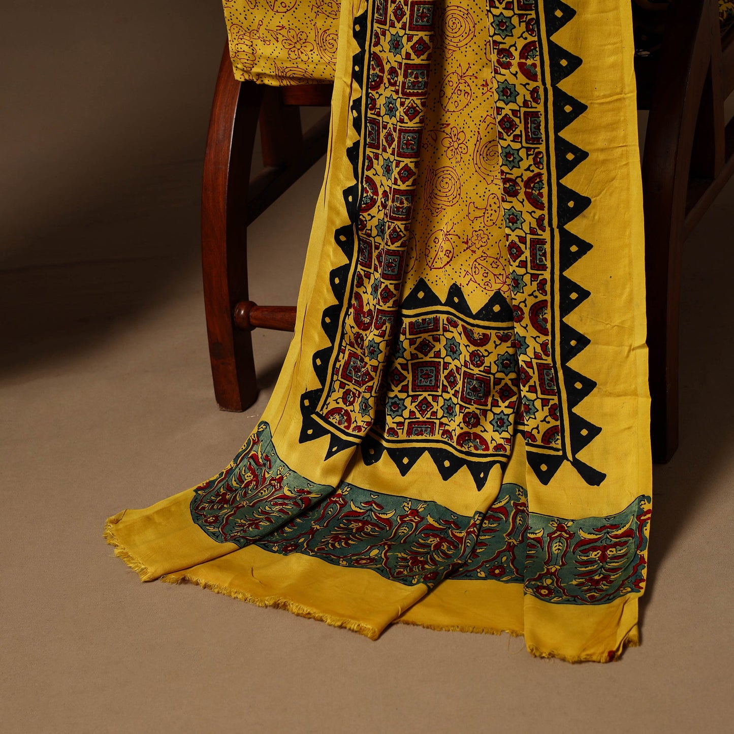 Yellow - 3pc natural dyed unstitched modal silk dress