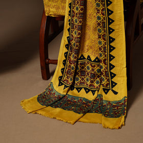 Yellow - 3pc natural dyed unstitched modal silk dress