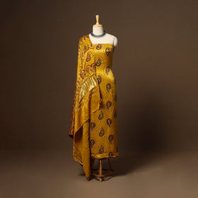 Yellow - 3pc natural dyed unstitched modal silk dress