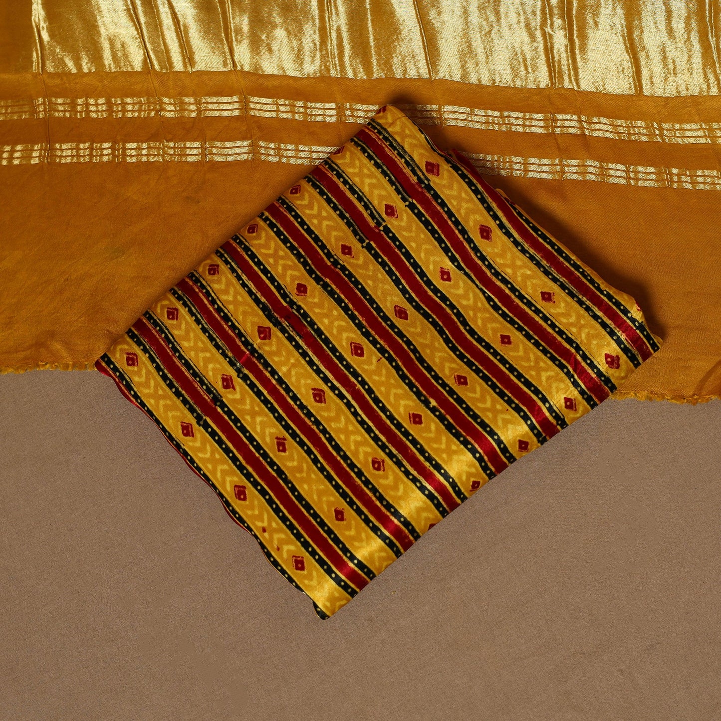 Yellow - 3pc natural dyed unstitched modal silk dress