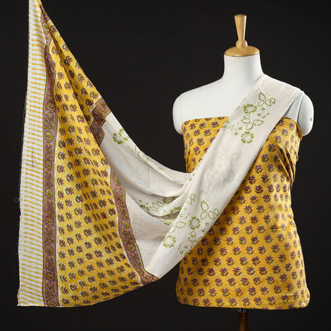 Buy 3pc Sanganeri Block Printed Cotton Suit Material Set Onine l iTokri.com
