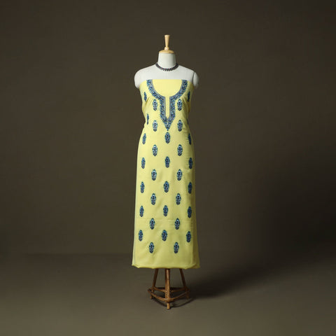 Aari hand embroidery cotton 2pc unstitched dress material