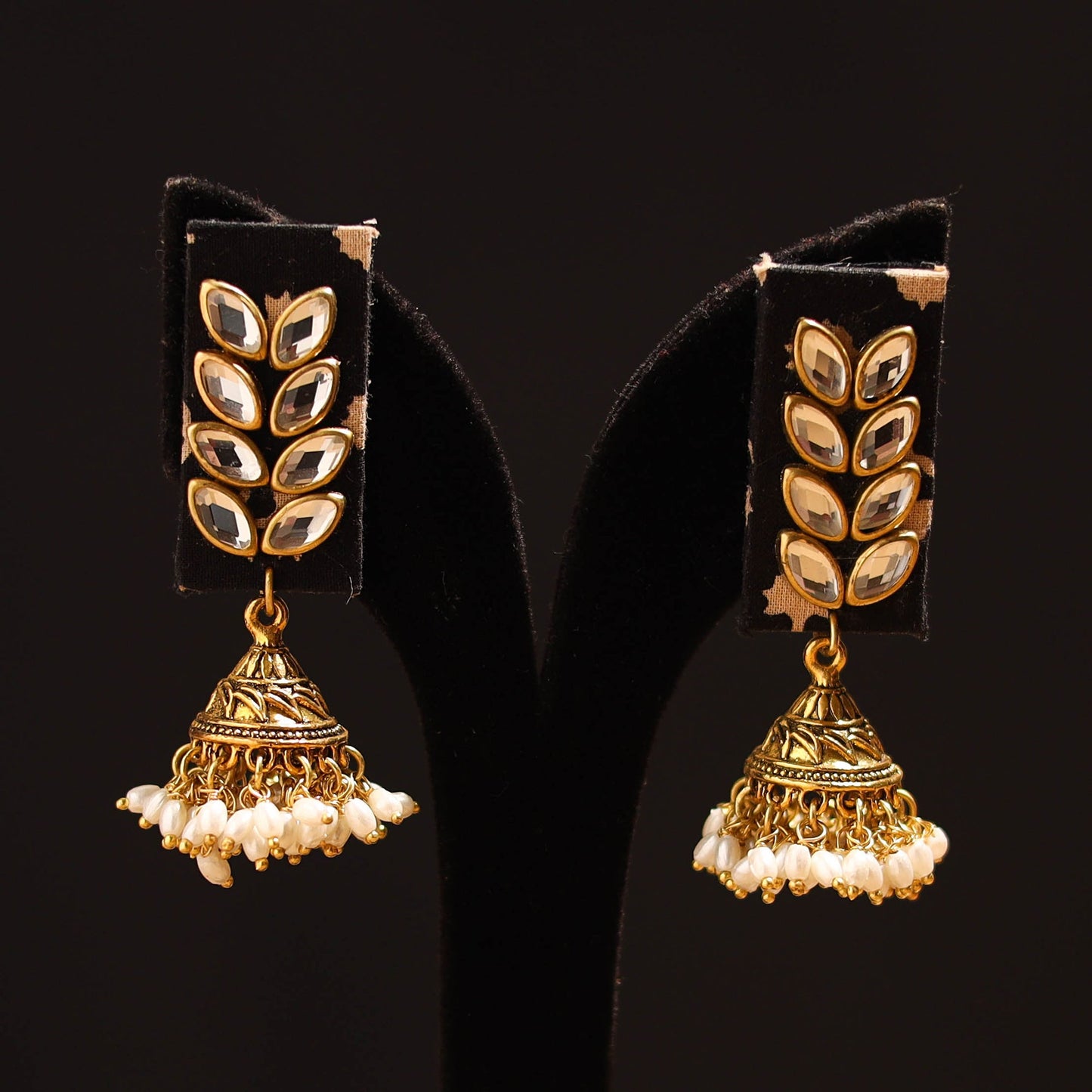 Adya Stone Work Fabart GS Jhumka Earrings