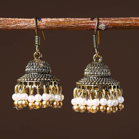 Buy Golden Handcrafted GS Beaded Jhumki Earrings Online