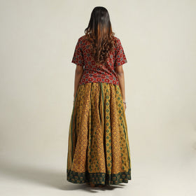 Yellow - printed 24 kali patchwork cotton long skirt 69