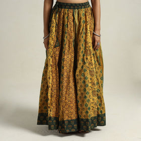 Yellow - printed 24 kali patchwork cotton long skirt 69