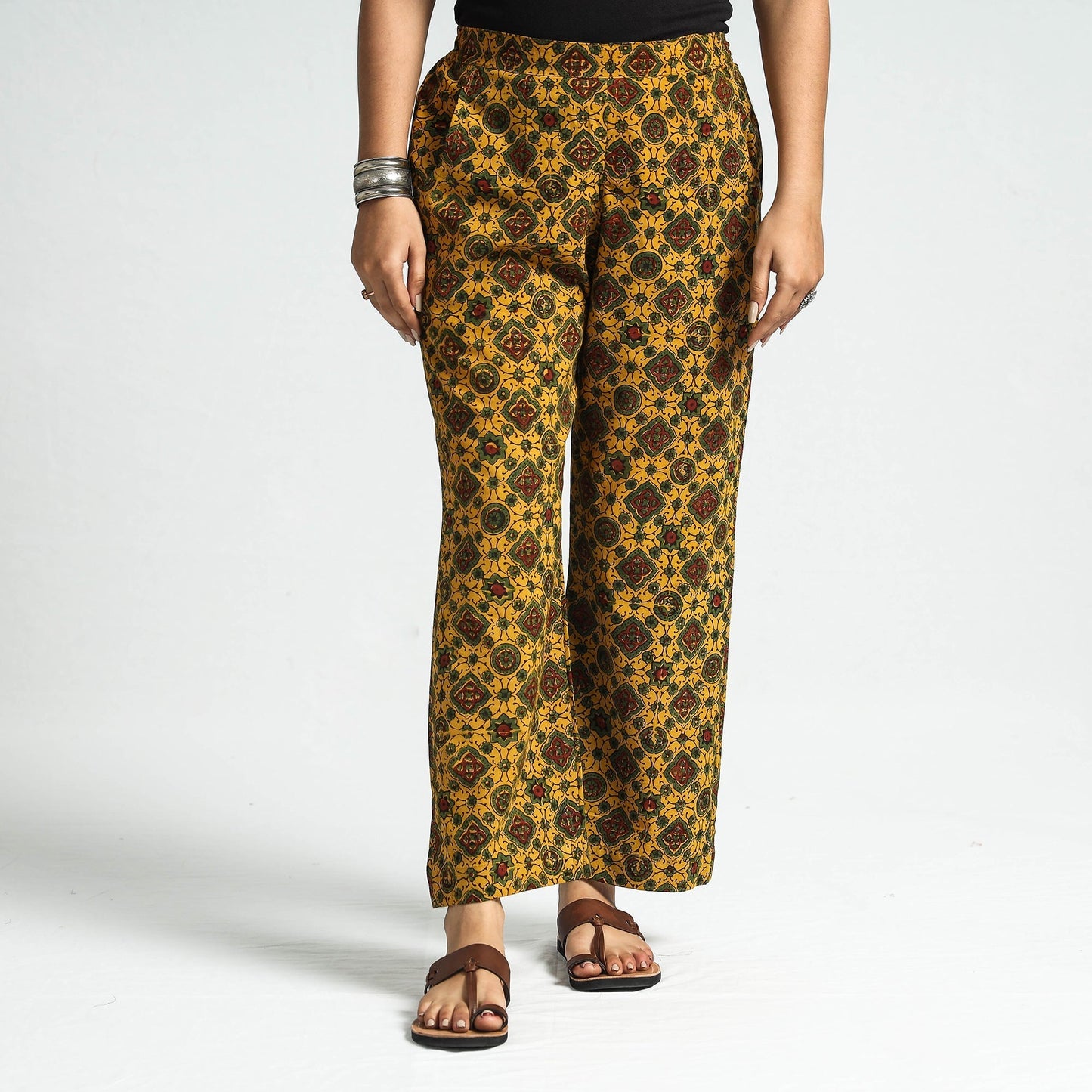 Buy Ajrakh Block Printed Cotton Elasticated Pant Online at iTokri.com