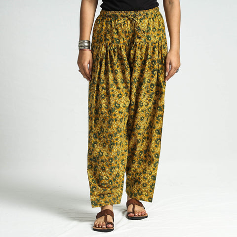 Yellow - printed cotton elasticated salwar - handcrafted