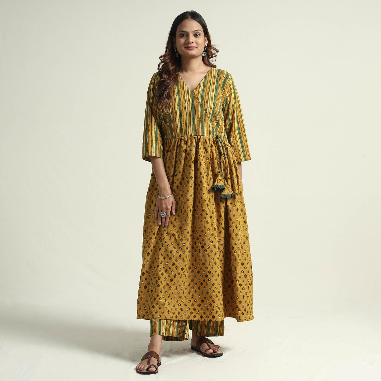 Buy Ajrakh Block Printed Cotton Kurta with Palazzo Set Online at iTokri.com