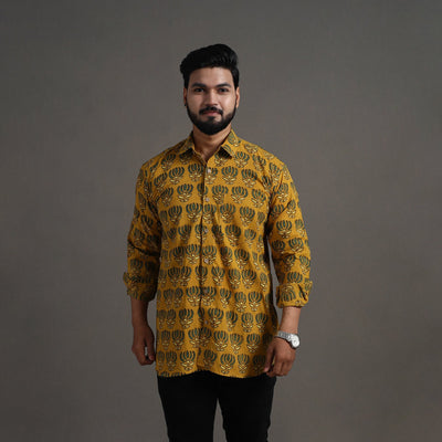 Yellow - printed cotton men full sleeve shirt 18