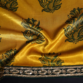 Printed modal silk blouse piece with lace work 31