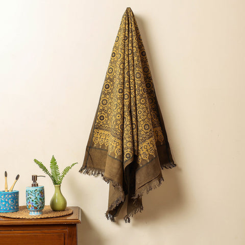 Buy Block Print Cotton Ajrakh Handloom Towel
