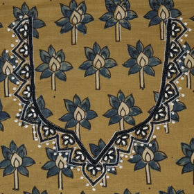 Ajrakh Print Hand Embroidery Cotton Blouse Piece