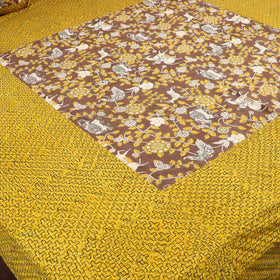 Buy Ajrakh Print with Kalamkari Patch Cotton Bedsheet Set