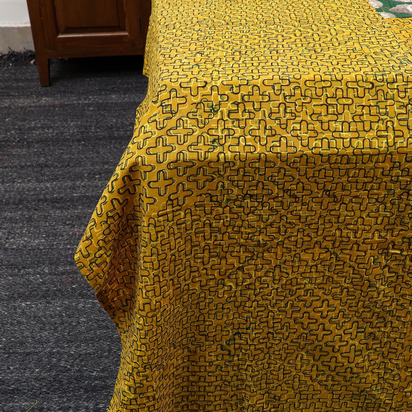 Buy Ajrakh Print with Kalamkari Patch Cotton Bedsheet Set