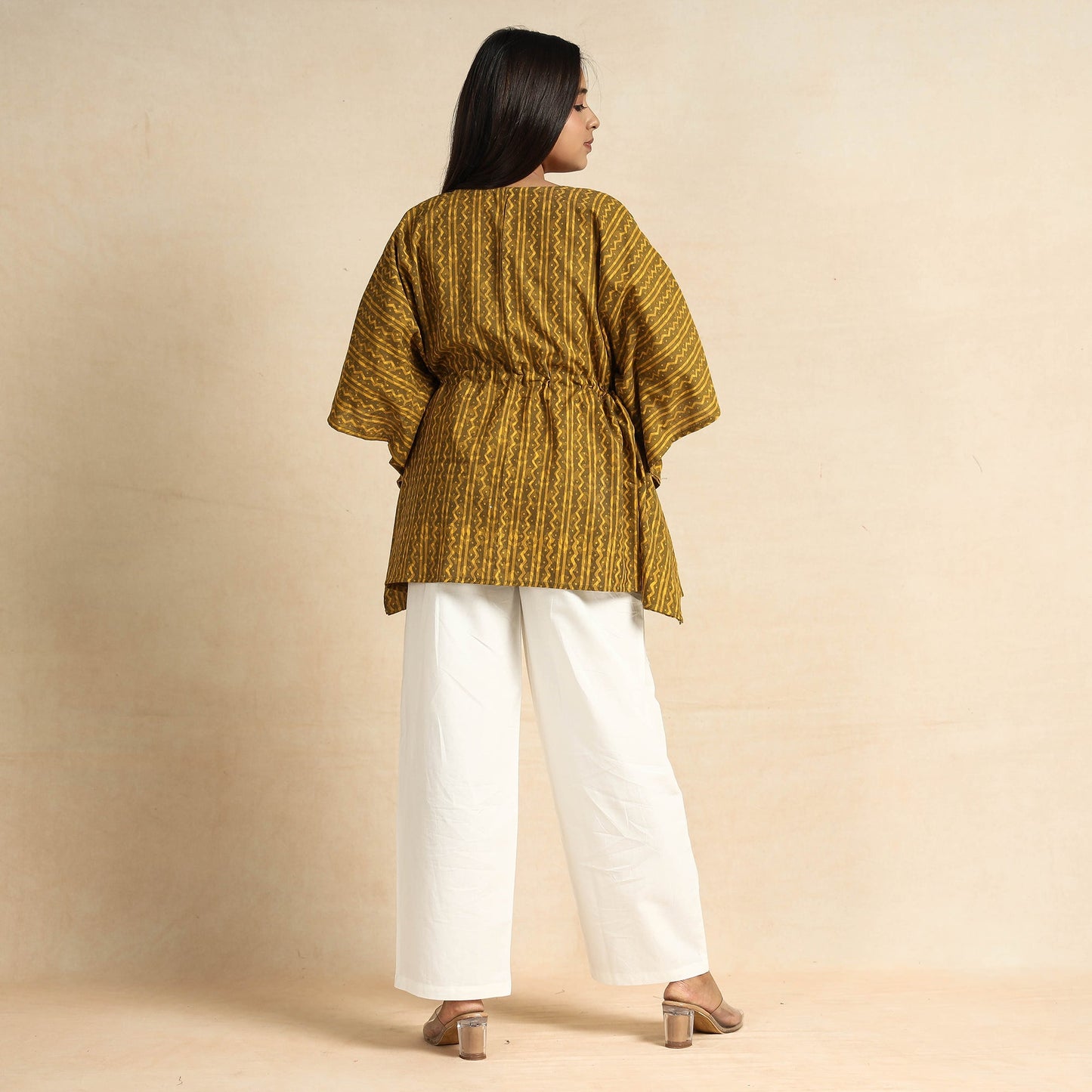  Akola Block Printed Cotton Kaftan & Pyjama Night Suit Set 