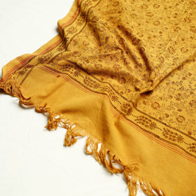 Yellow Akola Block Printed Pure Handloom Cotton Towel 