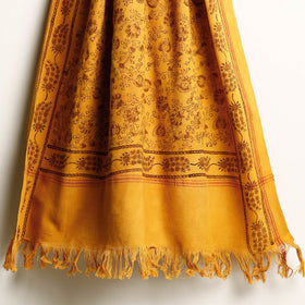 Yellow Akola Block Printed Pure Handloom Cotton Towel 