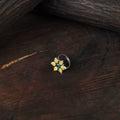 Yellow - antique silver finish oxidised stone work ring 69