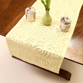 Yellow Applique Cut Work Cotton Table Runner 