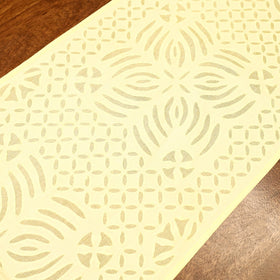 Yellow Applique Cut Work Cotton Table Runner 