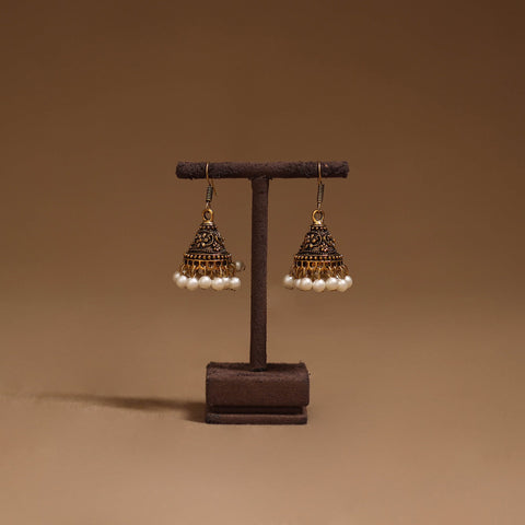 Ayera golden gs beaded jhumki earrings - handcrafted