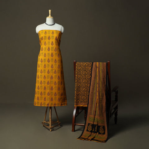 Bagh hand block print natural dyed cotton 3pc unstitched