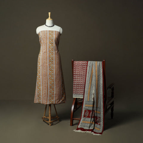 Bagh hand block print natural dyed cotton 3pc unstitched
