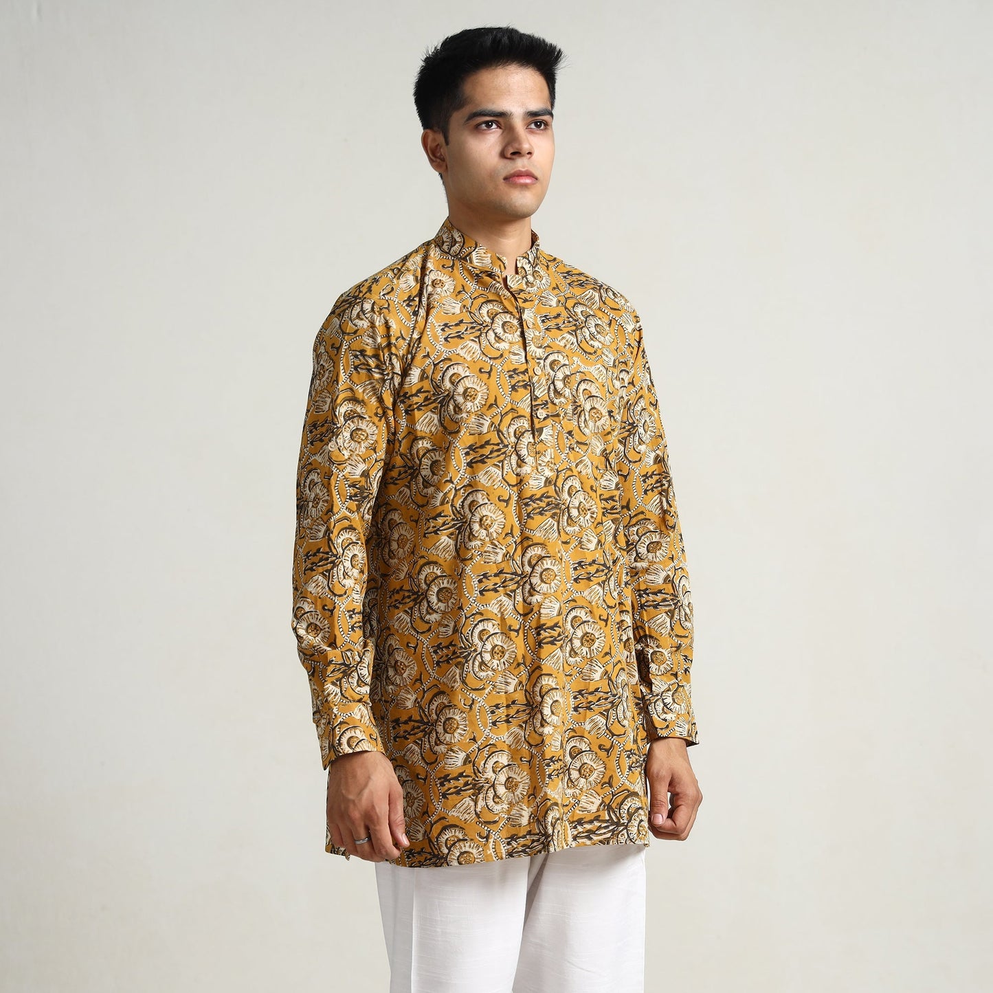  Bagru Block Printed Cotton Men Short Kurta 02 