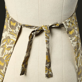 Yellow - bagru cotton apron with pocket 19 - handcrafted